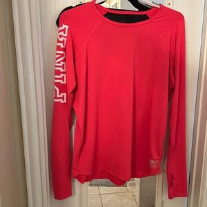 Pink long sleeve workout top runs large